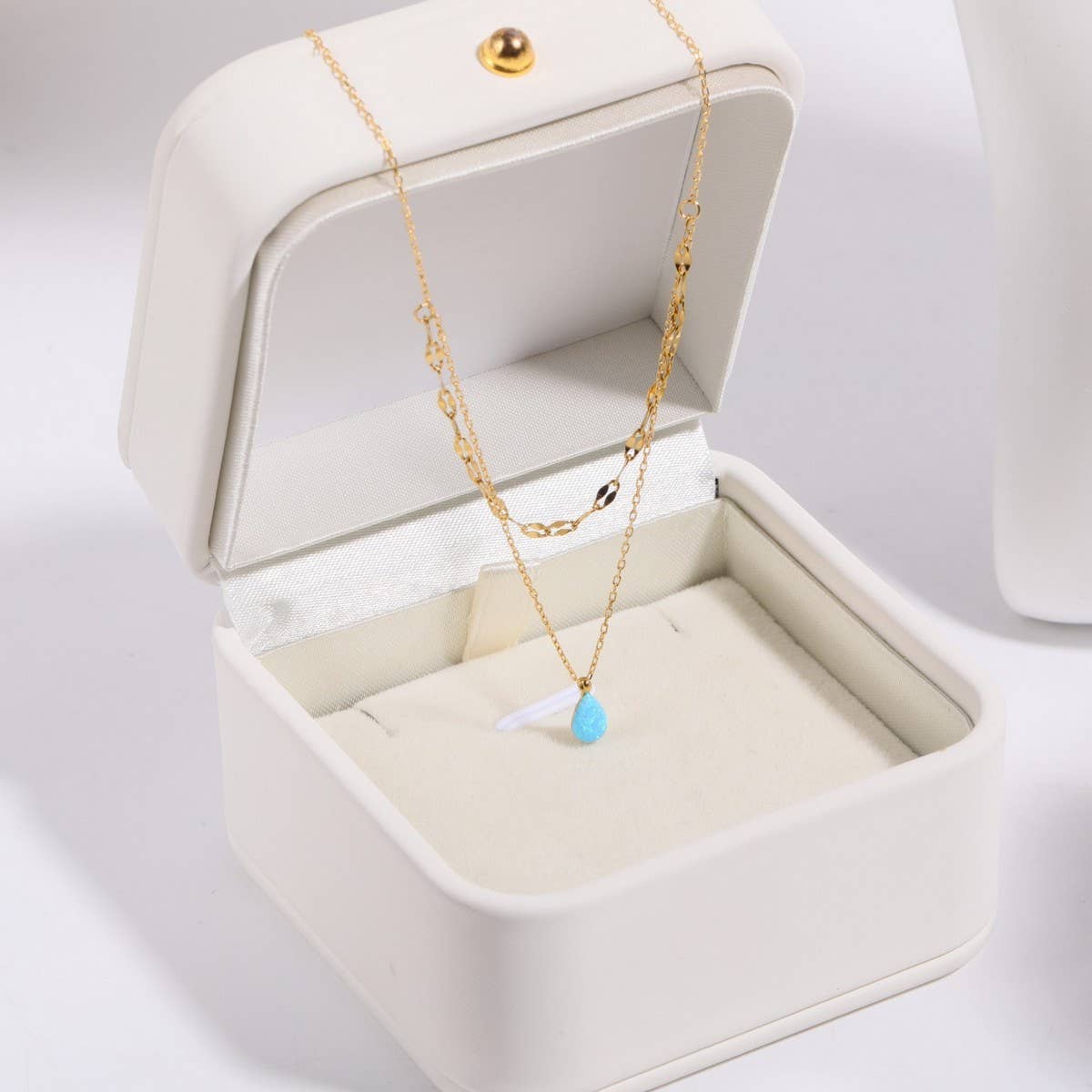 Blue Tears Small Opal Double Layer Necklace_CWMM5552