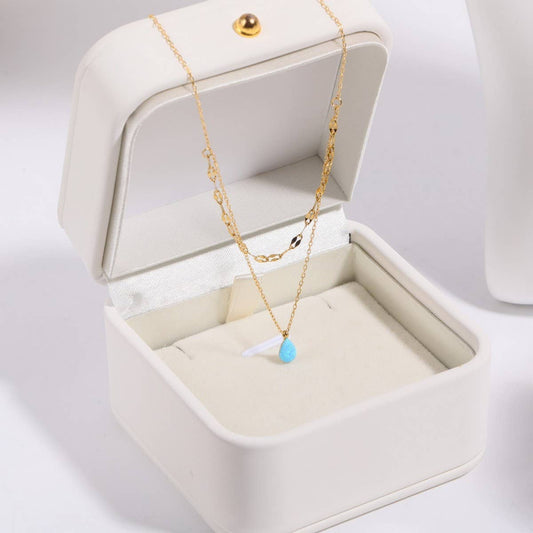 Blue Tears Small Opal Double Layer Necklace_CWMM5552