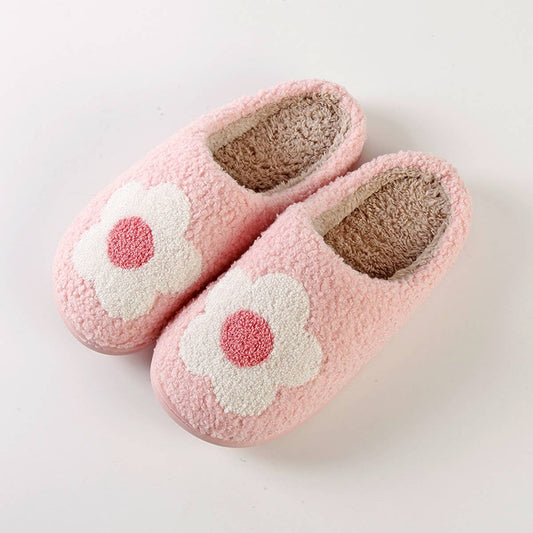 FLOWER PATTERN WINTER INSULATION COTTON SLIPPERS
