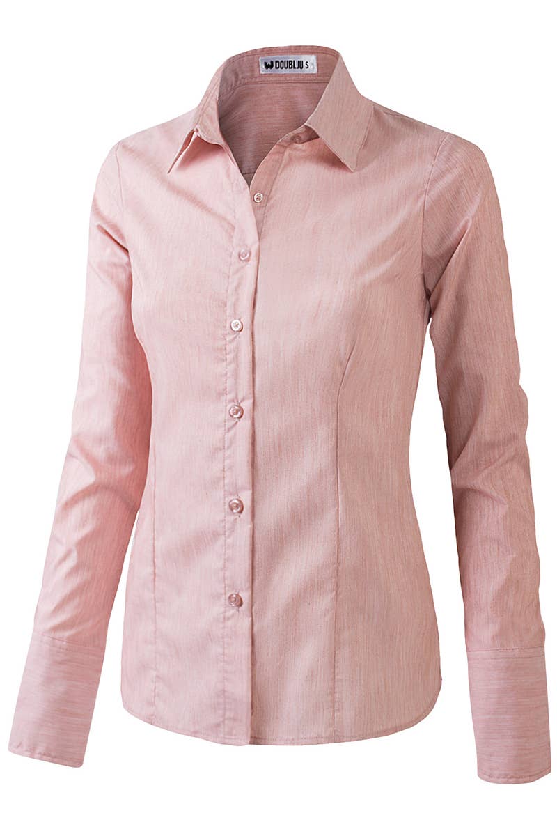 LADIES CASUAL LONG SLEEVE BUTTON UP SHIRT_CWTDSL027