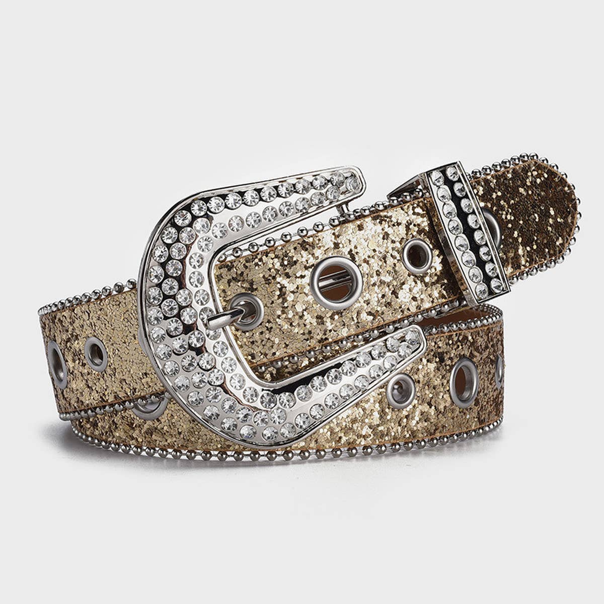 WOMEN RHINESTONE SEQUIN HOLLOW BELT_CWABE0363