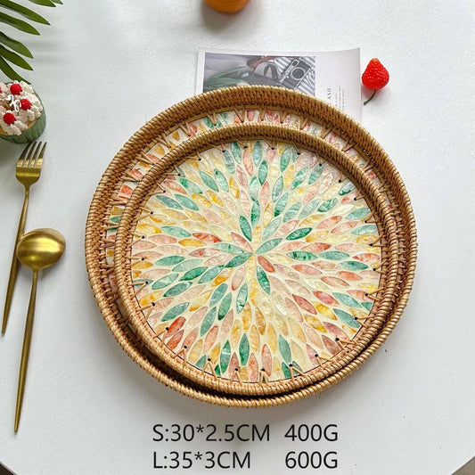 RATTAN FRUIT TRAY SHELL TRAY TWO PIECE SET_CWMM4533