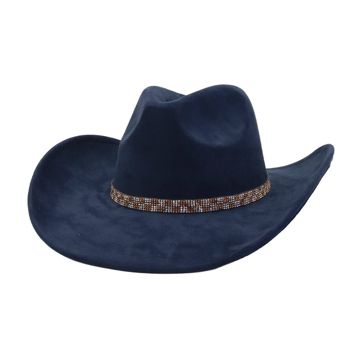 Western Ethnic Soft Suede Cowboy Fedora Hat_CWAH04400