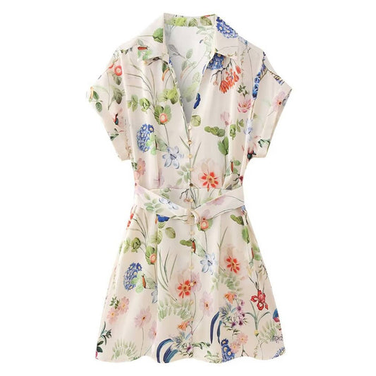 FLORAL PRINT SILK SATIN TEXTURE DRESS_cwdsd3643