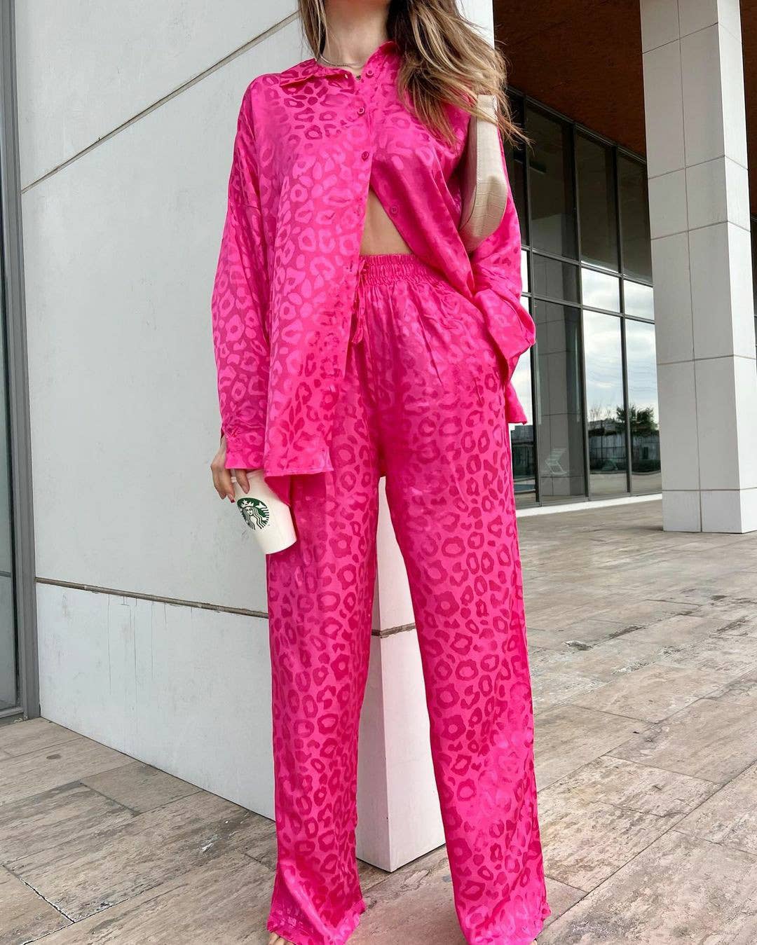 LONG SLEEVE LEOPARD PRINT FASHION WOMEN'S SUIT
