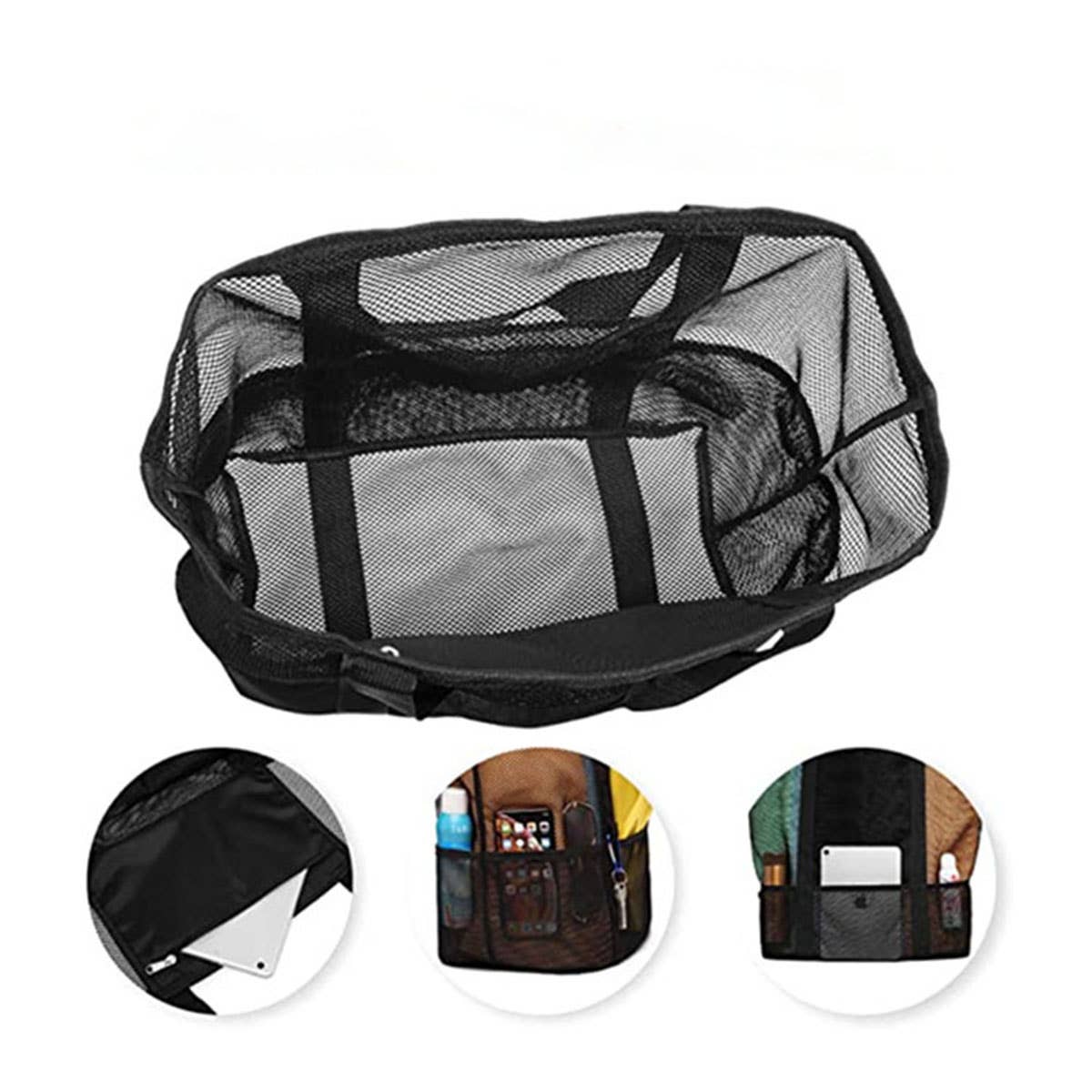 Large-capacity mesh hand-held beach bag