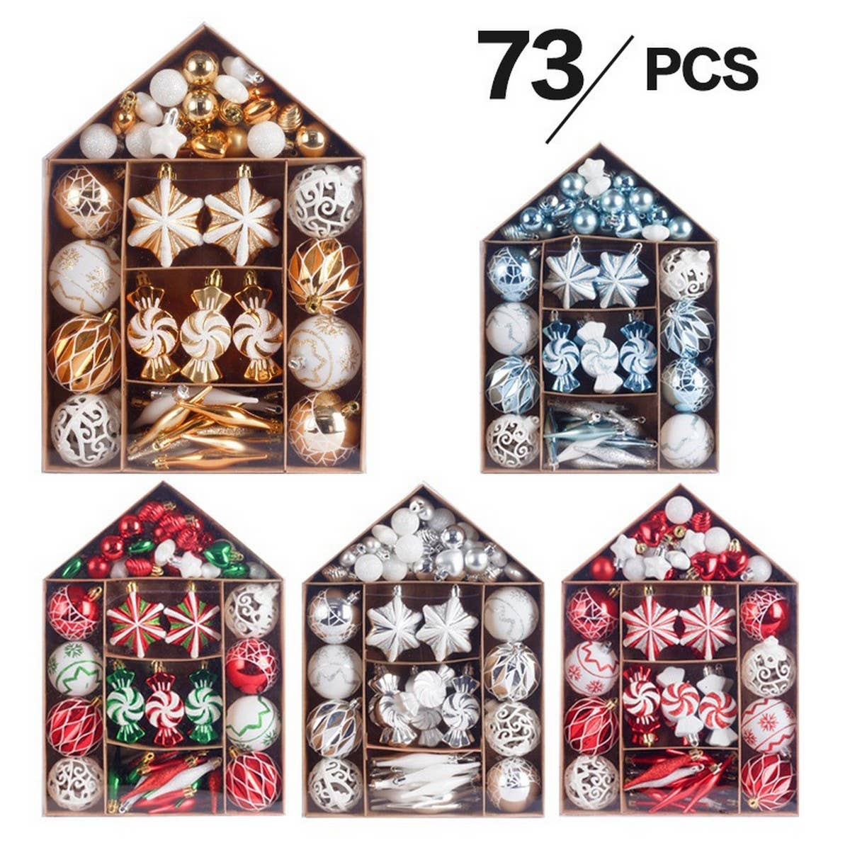 Christmas Ball Set with Painted House Design_CWMM9885