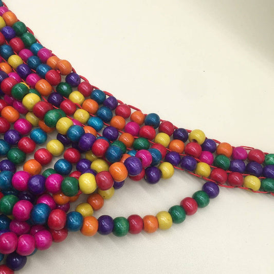 HANDMADE TASSEL COLORED WOODEN BEAD NECKLACE