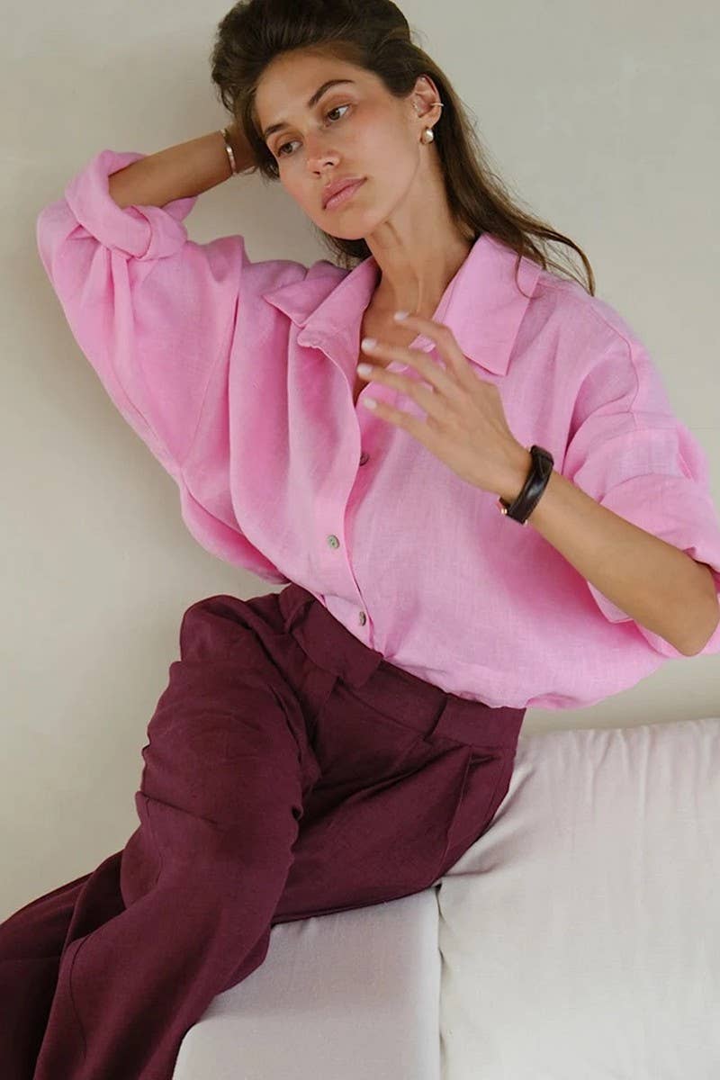 CWBLP00917_LONG-SLEEVED CASUAL LOOSE RUFFLED SHIRT