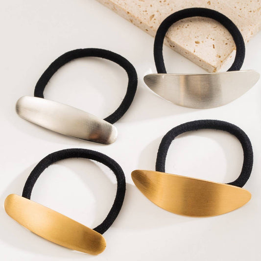 Brushed Metal Geometric Elastic Hair Tie_CWAHA6245