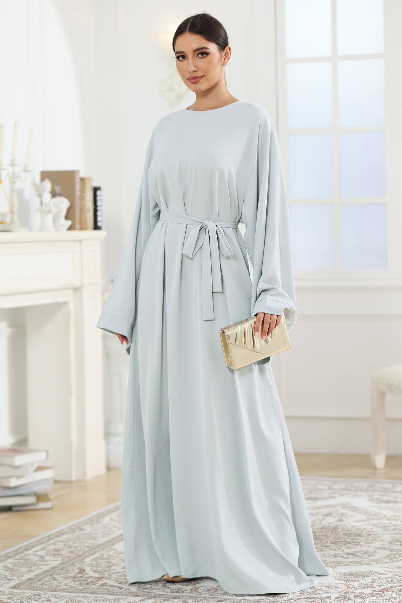 WOMEN'S PURE COLOR SIMPLE ROBE CASUAL DRESS