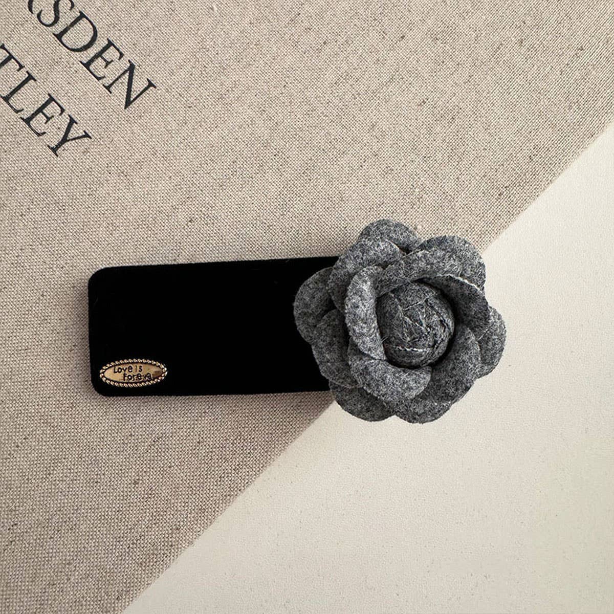 COOL GRAY CAMELLIA HAIRPIN HEADBAND