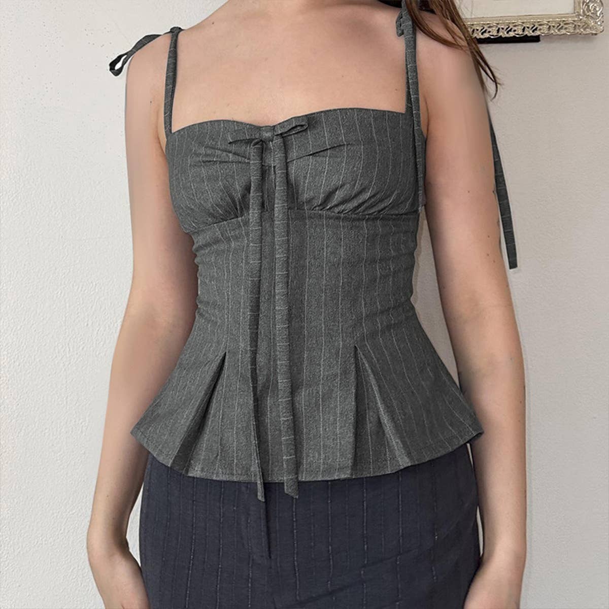 Striped irregular slim-fit suspenders