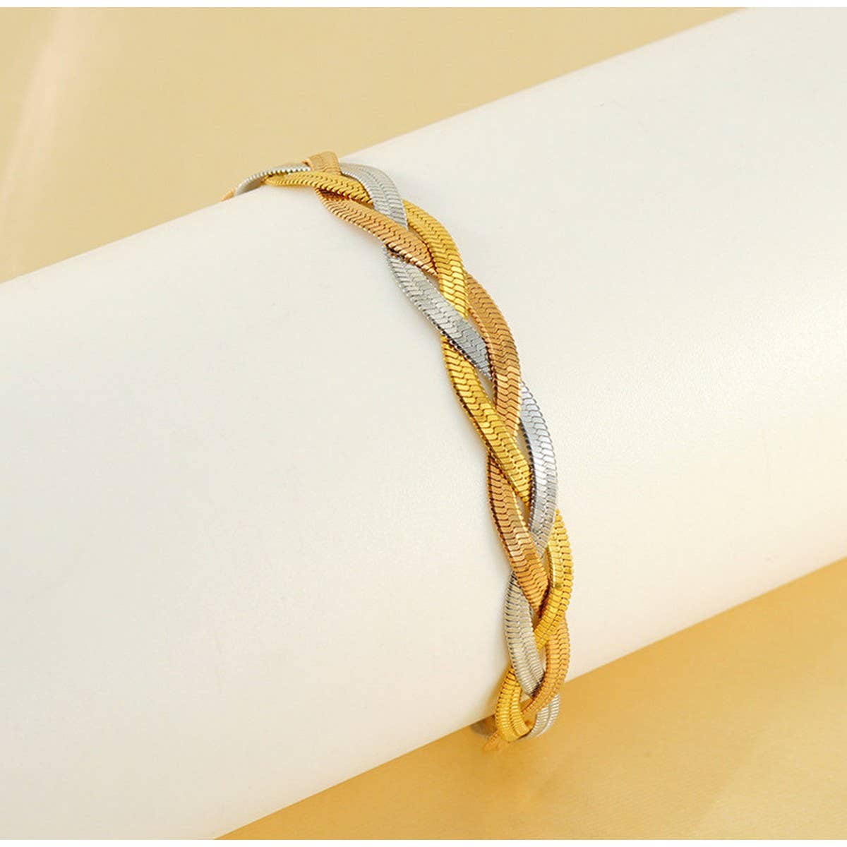 CWAJE1950_Stainless Steel Bracelet Woven In Three  Colors