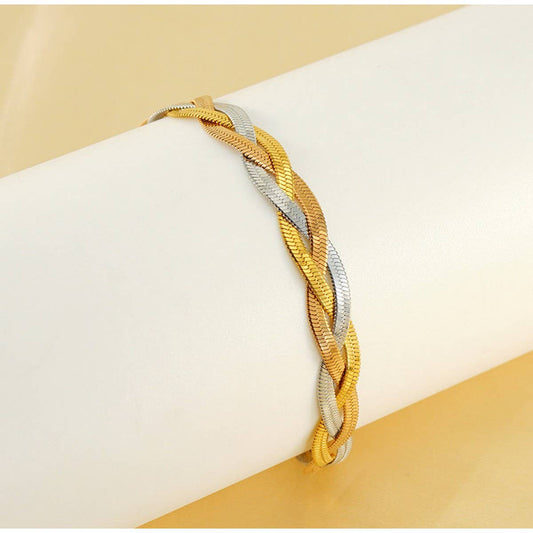 CWAJE1950_Stainless Steel Bracelet Woven In Three  Colors