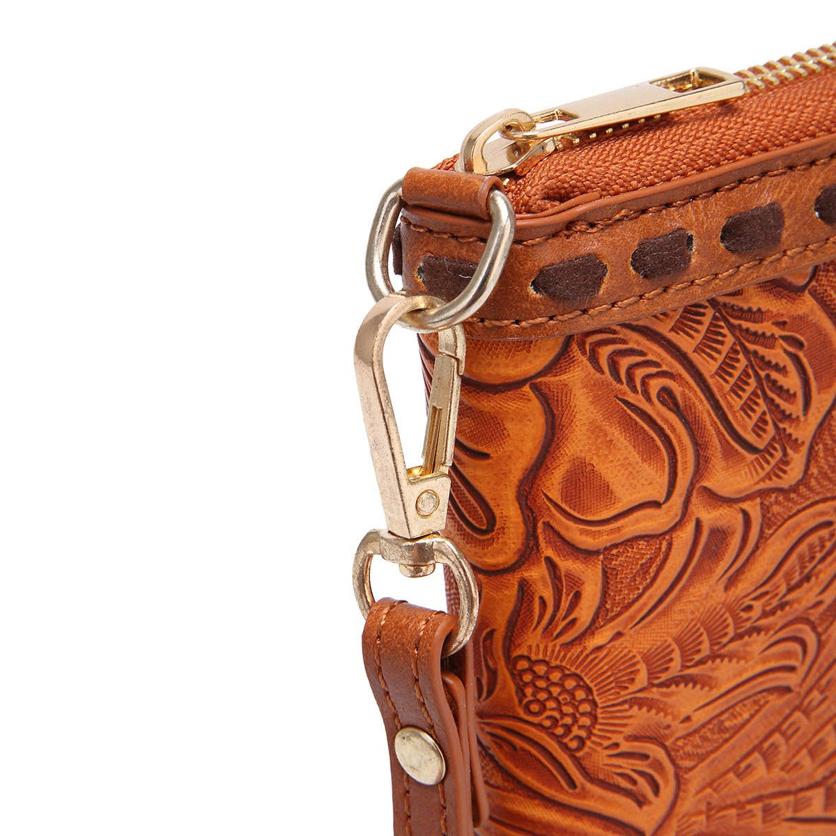 LEATHER CARVED EMBOSSED BOHEMIAN CLUTCH WALLET_CWAB2592