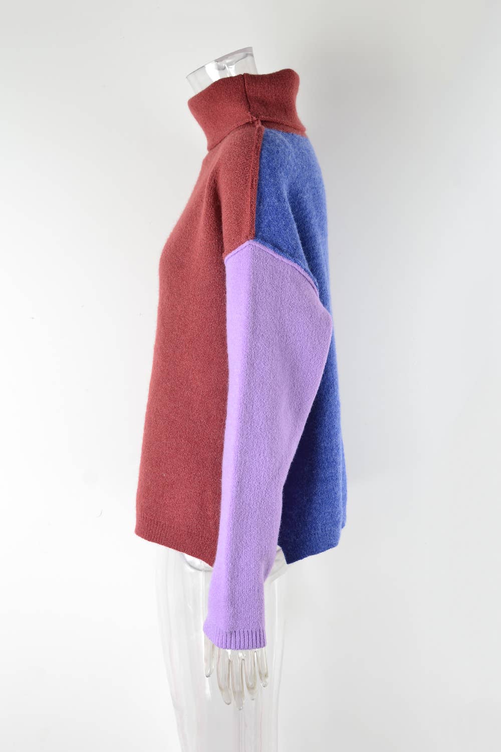 Patchwork Fashion Knit Turtleneck Sweater