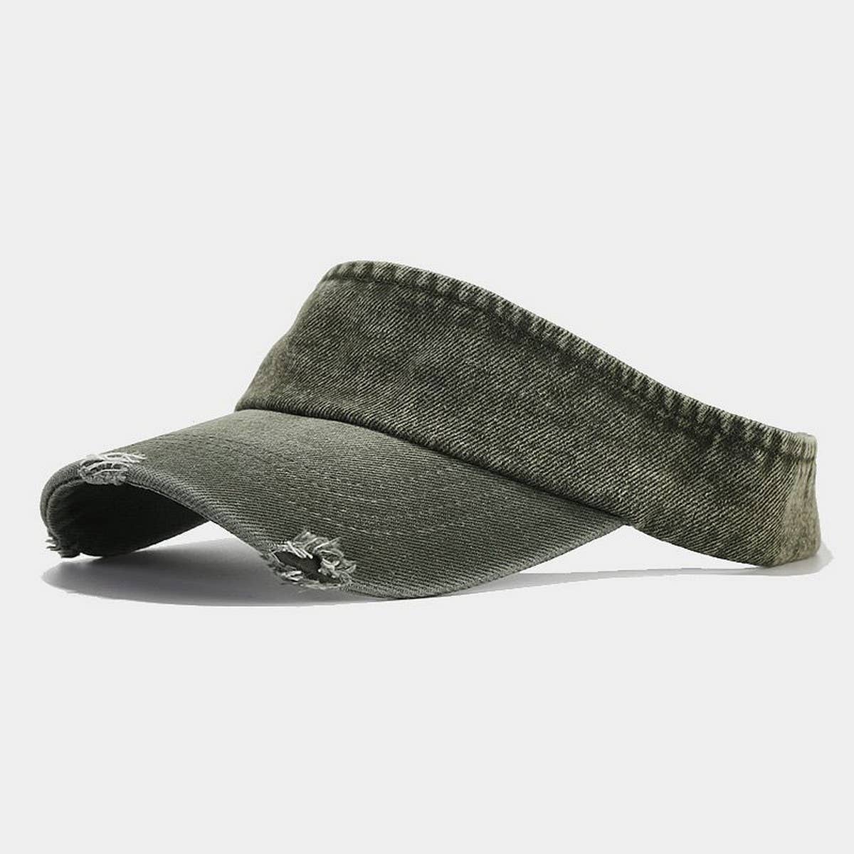 Distressed Denim Visor Hat - Vintage Sunshade Cap_CWAH3286
