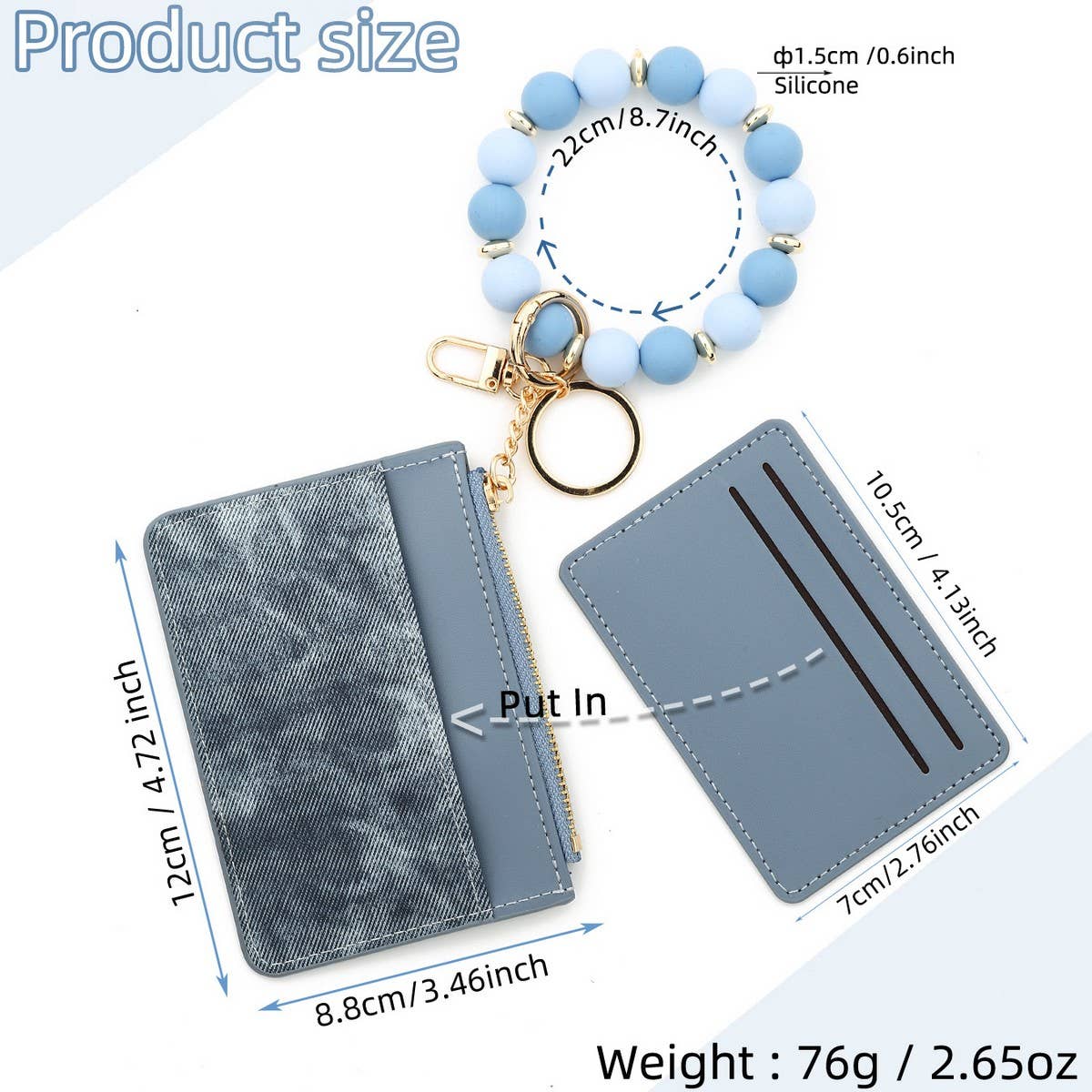 Minimalist PU Wallet with Bead Bracelet & Keychain_CWAB4957