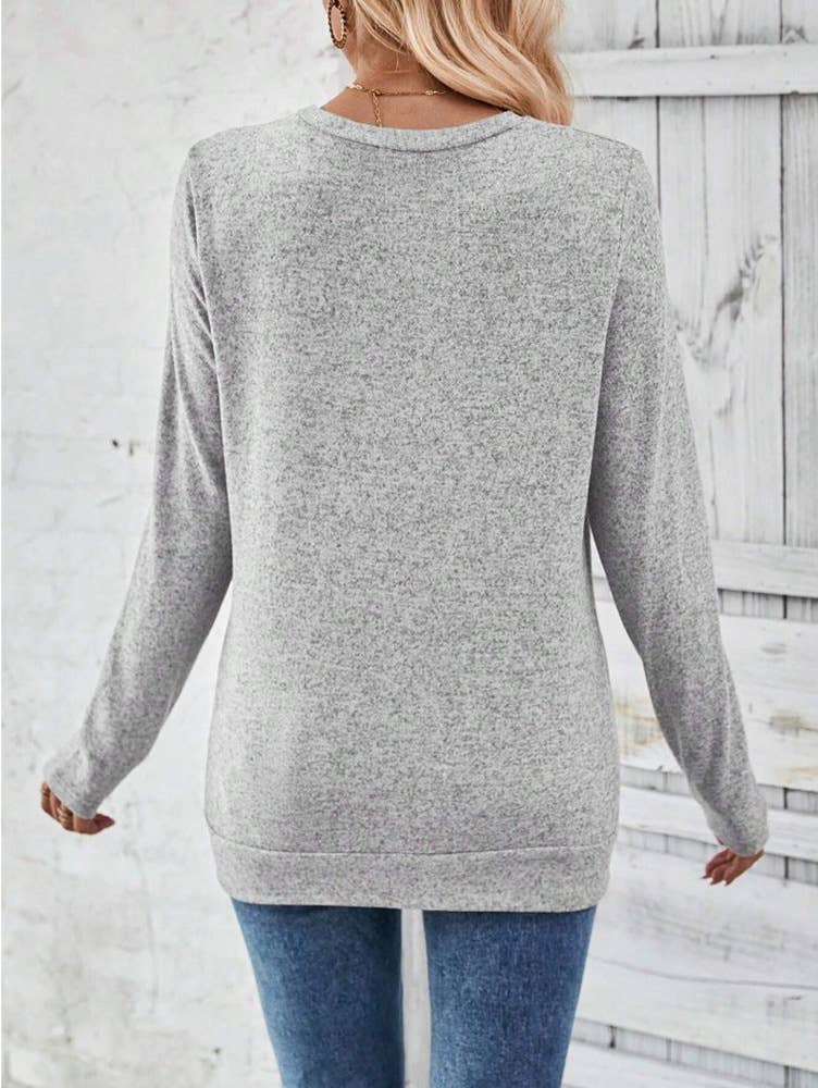 SOLID COLOR LONG-SLEEVED CUT-OUT CASUAL SHIRT