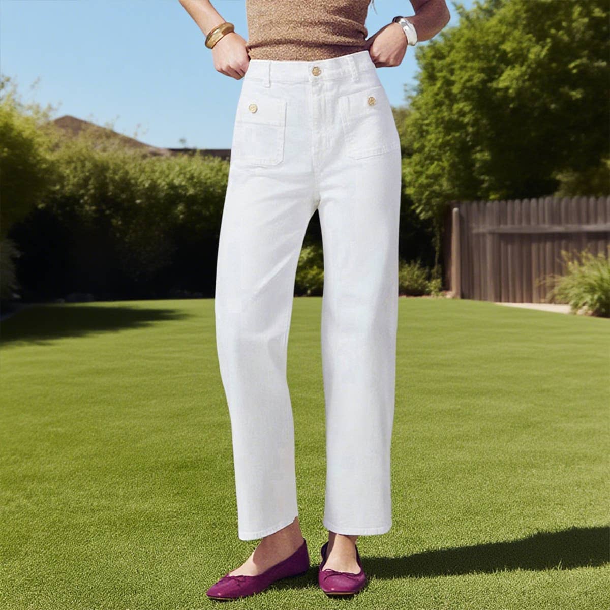 Stretch straight tube solid color casual pants