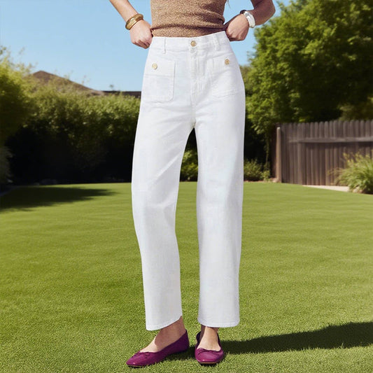 Stretch straight tube solid color casual pants