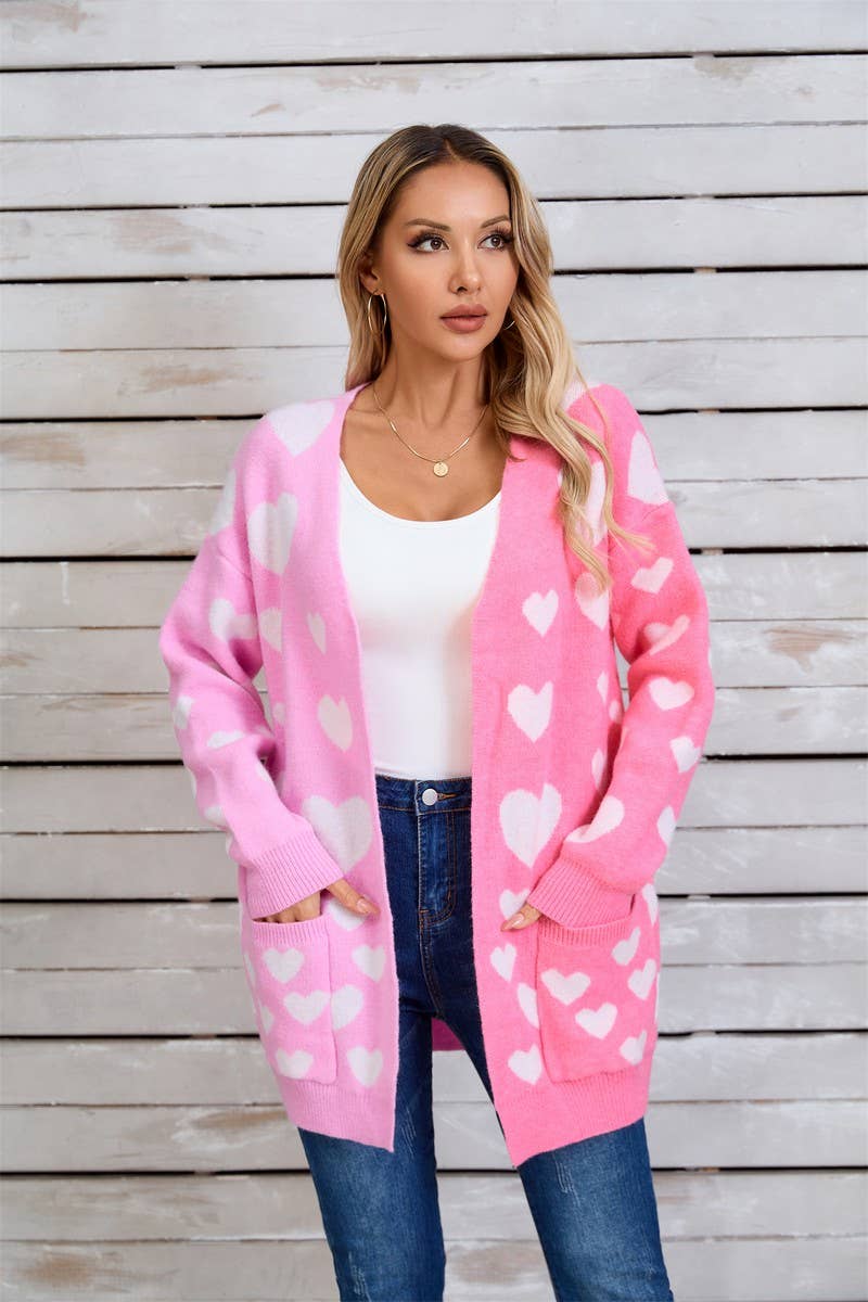 CWOCAL1800_VALENTINE'S DAY LONG HEART CARDIGAN SWEATER