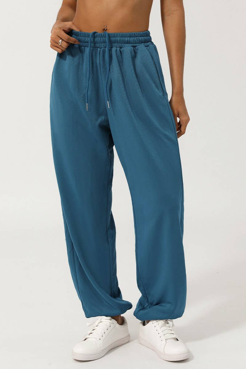 CWBLP1233_SOLID HIGH WAIST DRAWSTRING SWEATPANTS