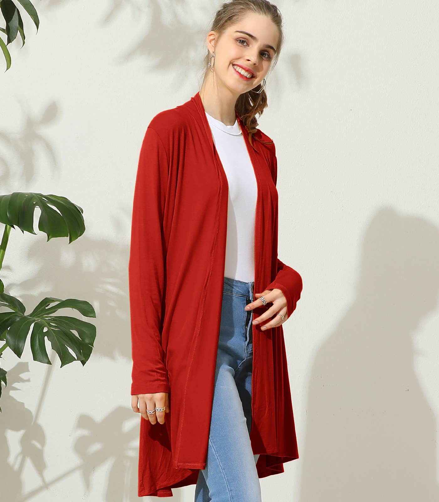 AWTL074_Long Sleeve Casual Open Front Long Cardigan