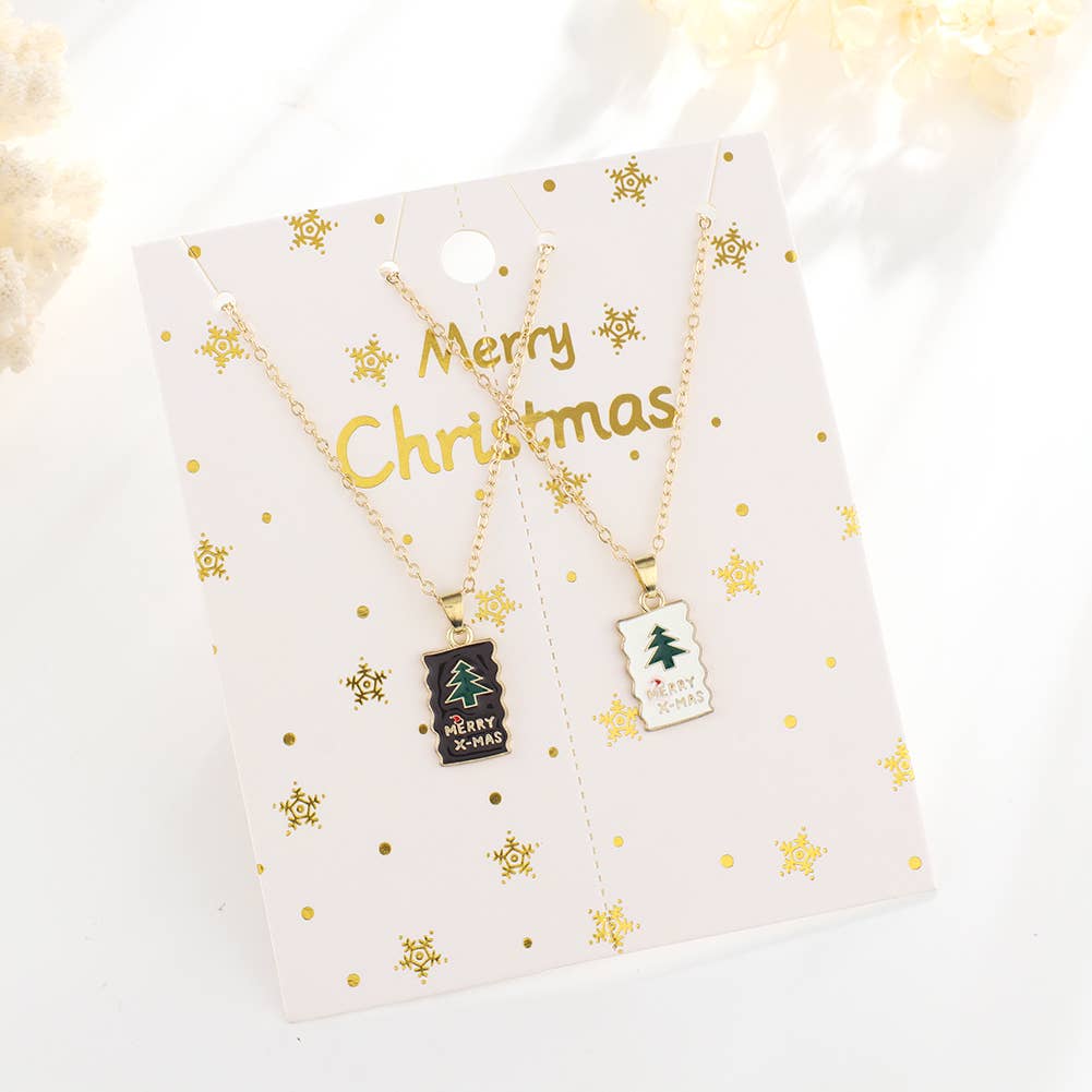 CHRISTMAS SNOWMAN CHRISTMAS TREE NECKLACE SET