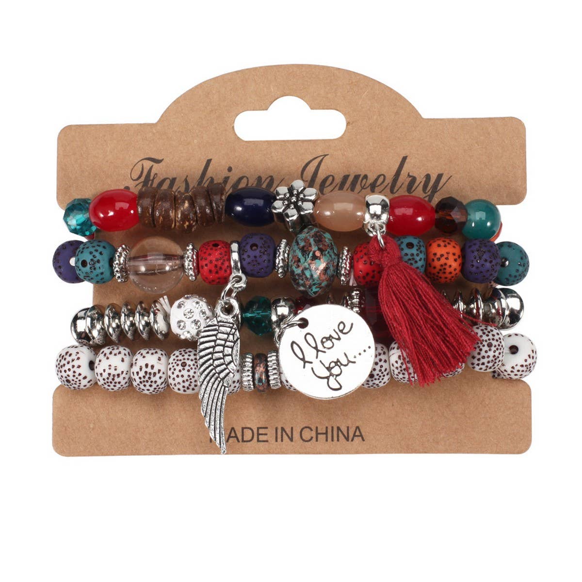 CWMM10449_BOHO WING CHARM MULTI LAYER BUDDHA BEAD BRACELET