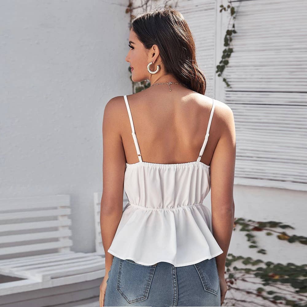 Tie-Up Top - Ruffle Lace Backless Sexy Tank