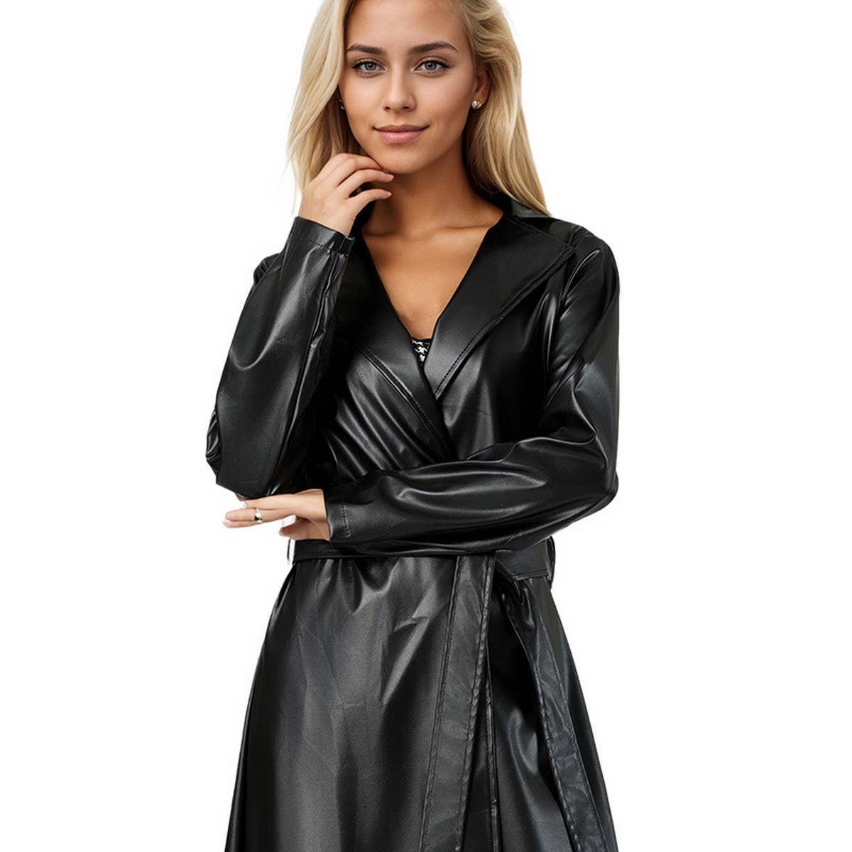 Long PU Trench Coat ? Wrinkle-Free Chic Outerwear