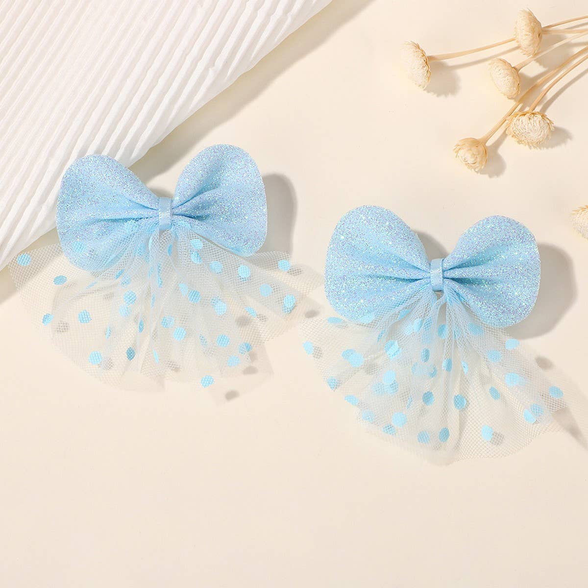 Stylish Double-Layer Mesh Bow Hair Clip for Kids_CWAHA6715