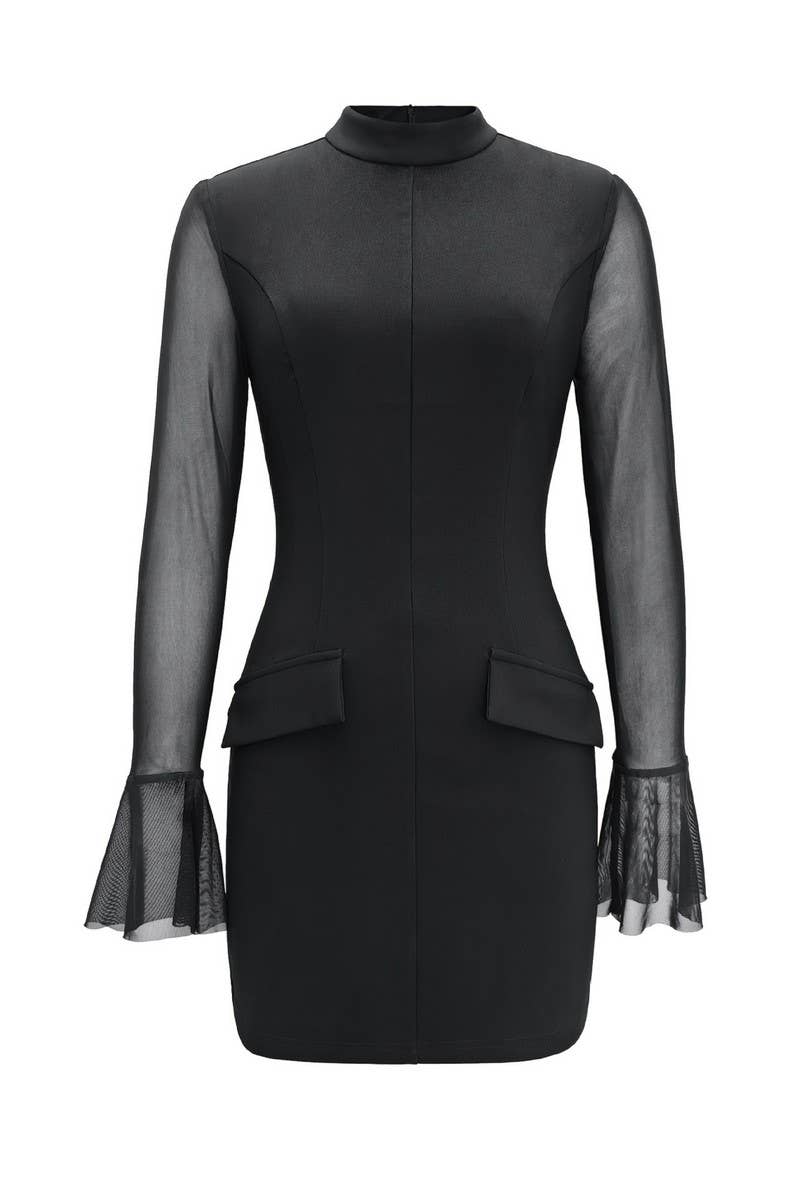 CWDSD7586_SPRING AND SUMMER SEMI-TRANSPARENT SLIM DRESS