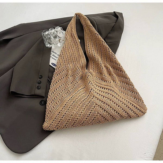 CUAB00628_2025 KOREAN CHIC CROCHET BEACH TOTE HANDMADE BAG