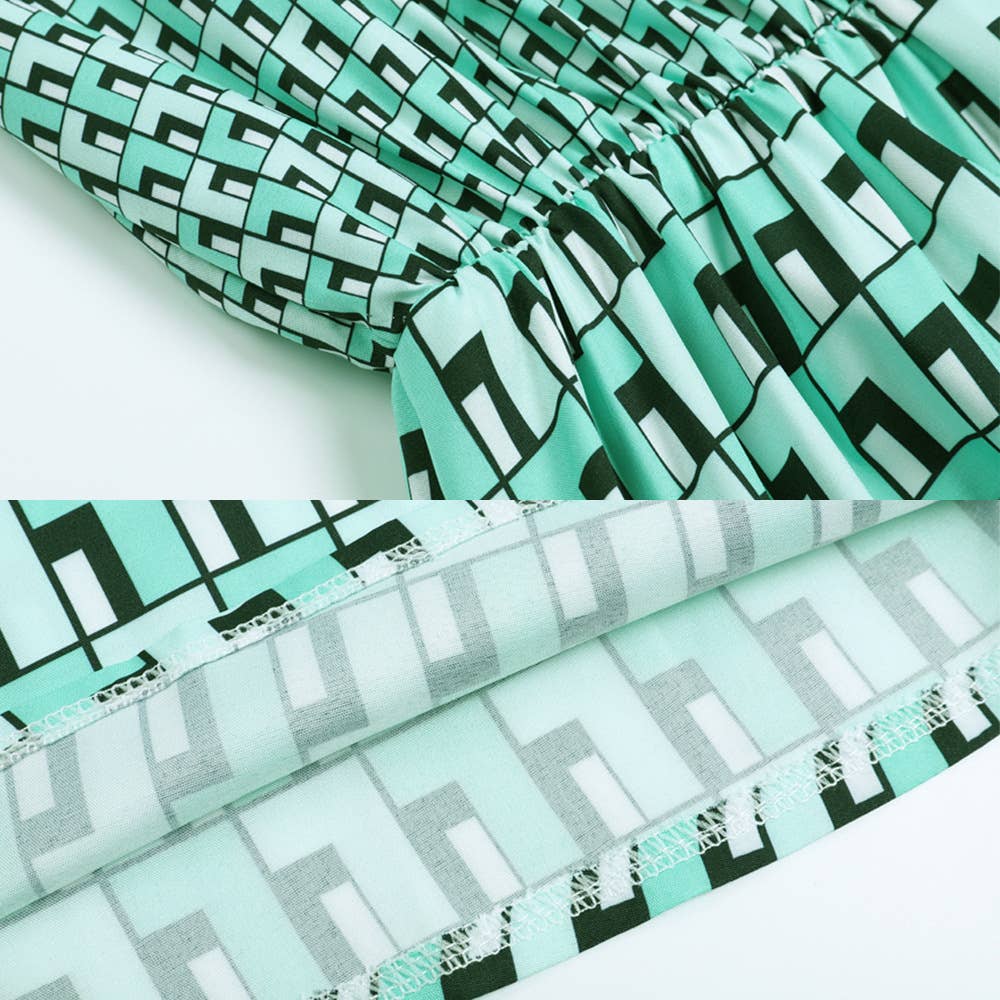 PLAID PATCHWORK LACE-UP LONG-SLEEVED DRESS