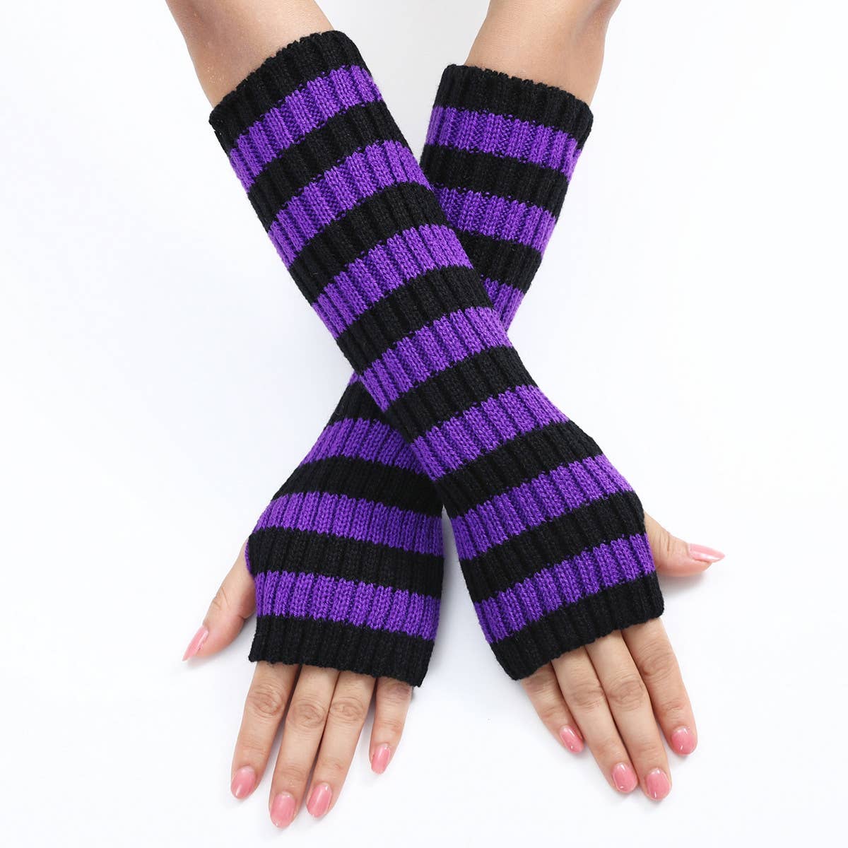 WARM COLOR-BLOCK STRIPED WOOL GLOVES_CWAG0094