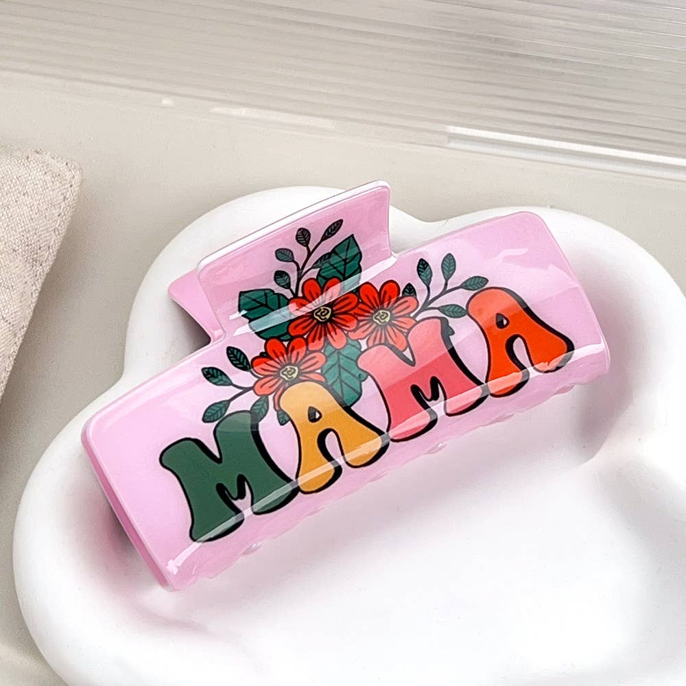 Flower rainbow acrylic large square shark clip