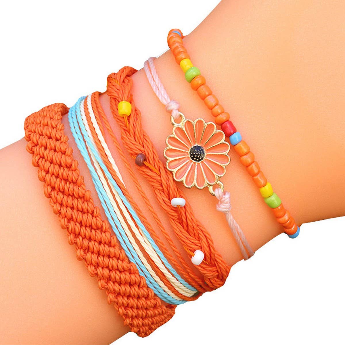 SUNFLOWER DAISY MIXED COLOR WOVEN BRACELET