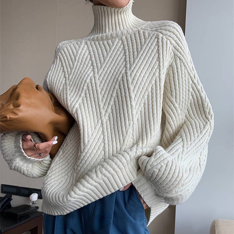 CWOSWL1145_Turtle Neck Long Sleeve Pullover Sweater