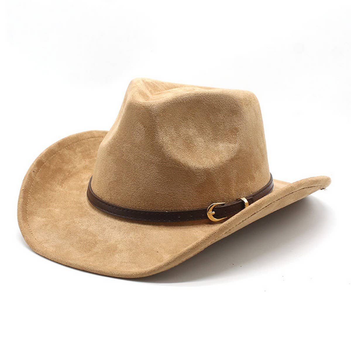 SUEDE HAT WITH LEATHER BELT WESTERN COWBOY HAT_CWAH2513