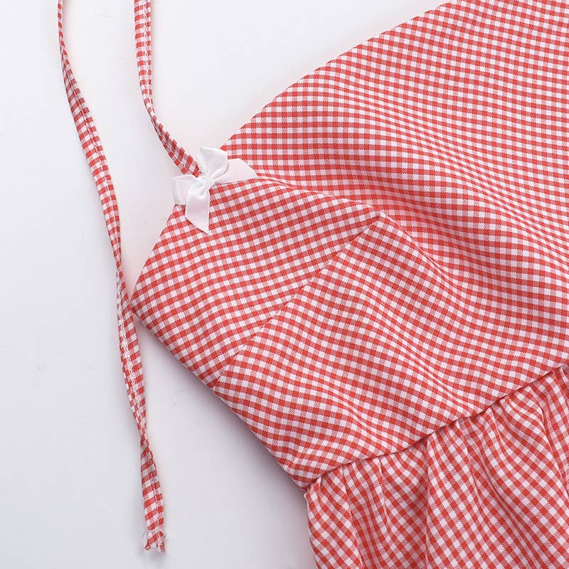 Sexy Tank Top Plaid Halter Casual Chic Top