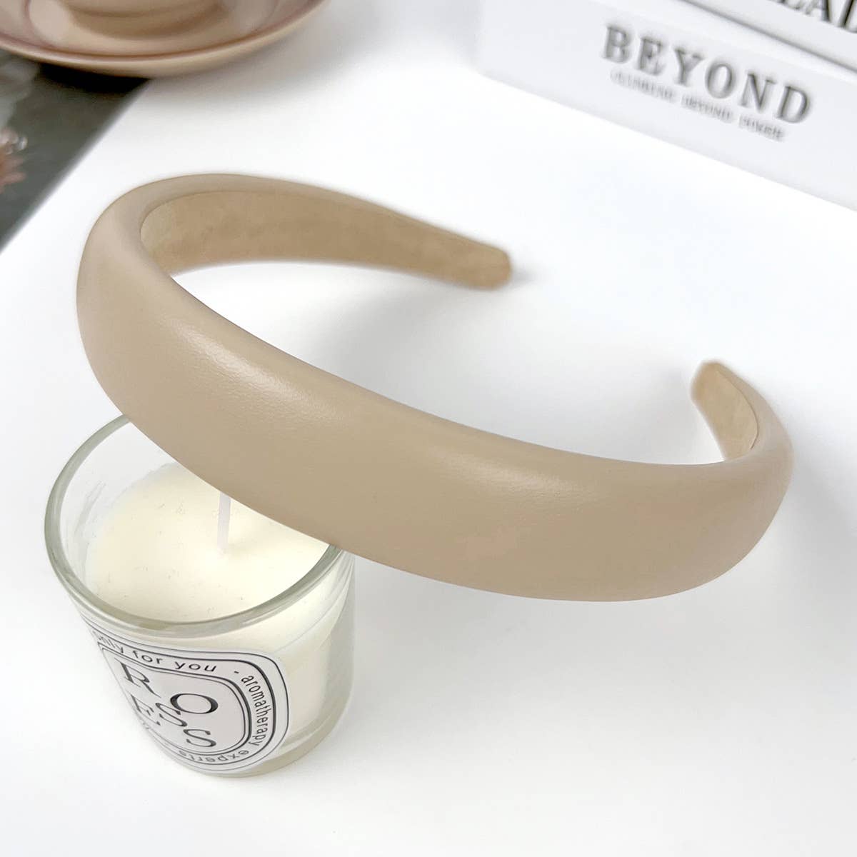 Solid wide-sided sponge high cranial top hairband