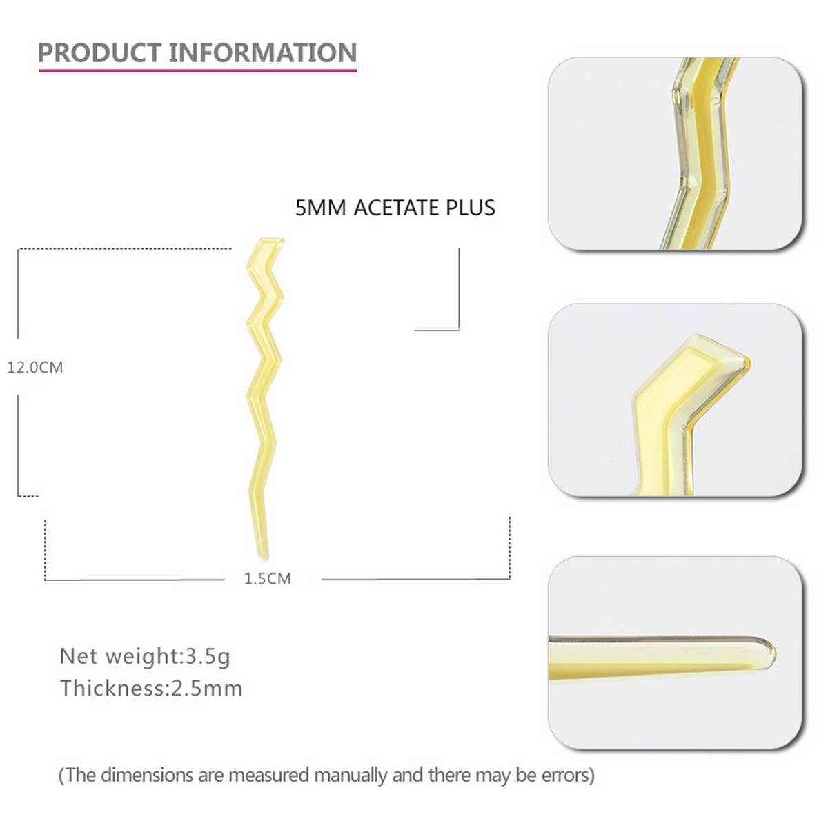 ACETATE LIGHTNING HAIRPIN SIDE CLIP HAIRBAND_CWAHA4224