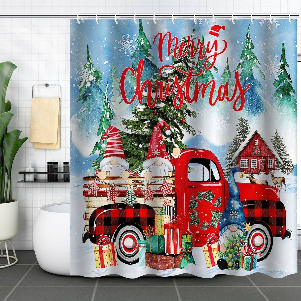 HOT SALE CHRISTMAS WATERPROOF SHOWER CURTAIN