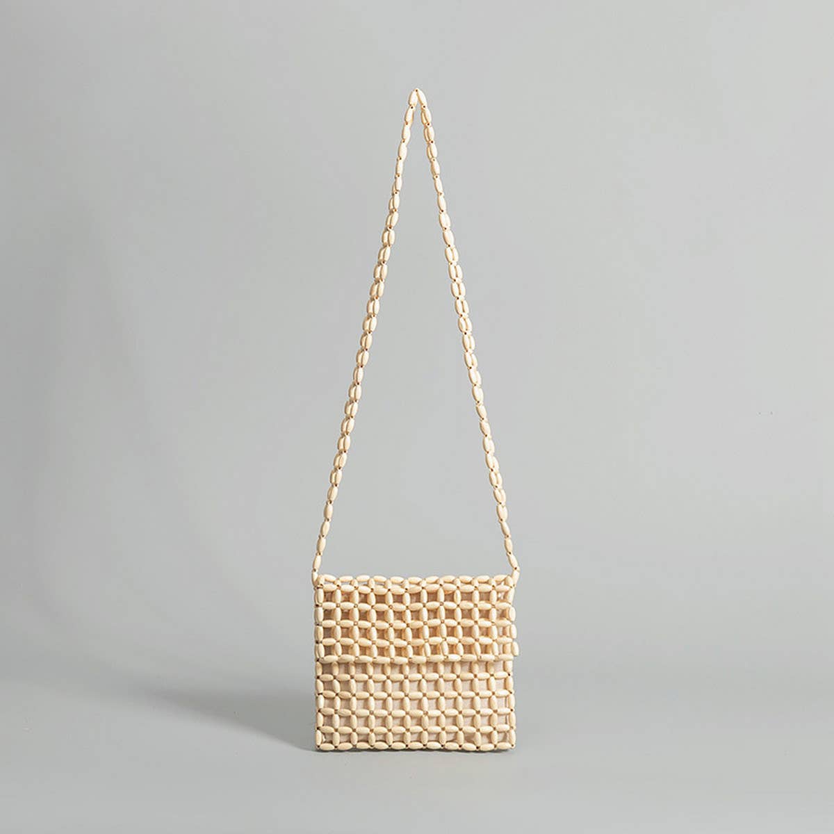 HANDMADE WOODEN BEAD WOVEN SHOULDER BAG_CWAB2009