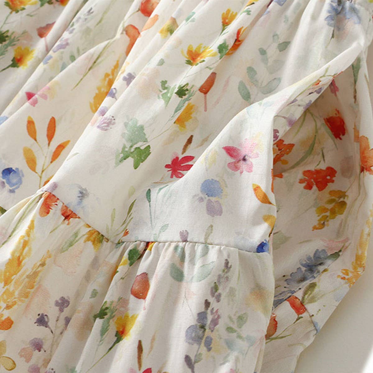 Sweet Floral A-Line Elastic Waist Midi Skirt