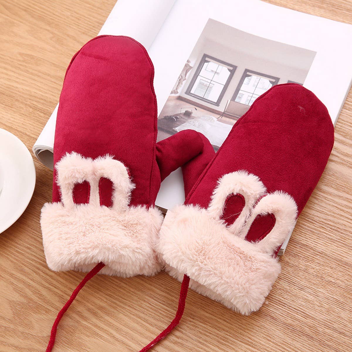 WOMEN'S WINTER CUTE THICK FLEECE WARM GLOVES_CWAG0270
