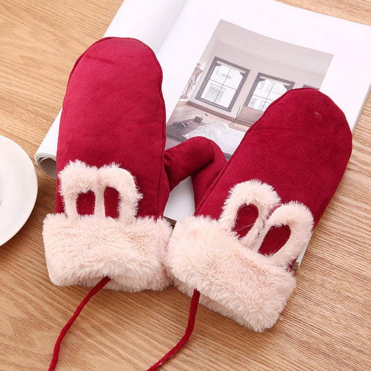WOMEN'S WINTER CUTE THICK FLEECE WARM GLOVES_CWAG0270